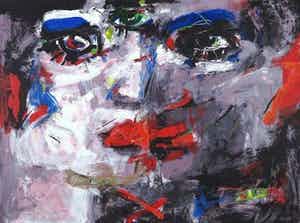 Charlotte Molenkamp - Masker / Het derde oog - Uitbundig groot werk in top conditie verkocht voor € 49!