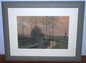 Casper Marinus Kouw - 2 landschappen, 1x onbekend - mooi ingelijst kopen? Bied vanaf 85!