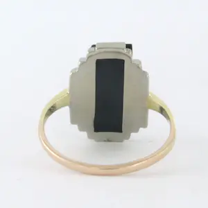 Bicolour ring bezet met onyx - ringmaat 16.25 (51) kopen? Bied vanaf 115!