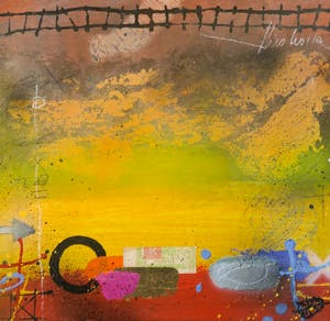 Theo Koster - Zeefdruk en collage op doek, Zonder titel (met ophangsysteem) kopen? Bied vanaf 35!