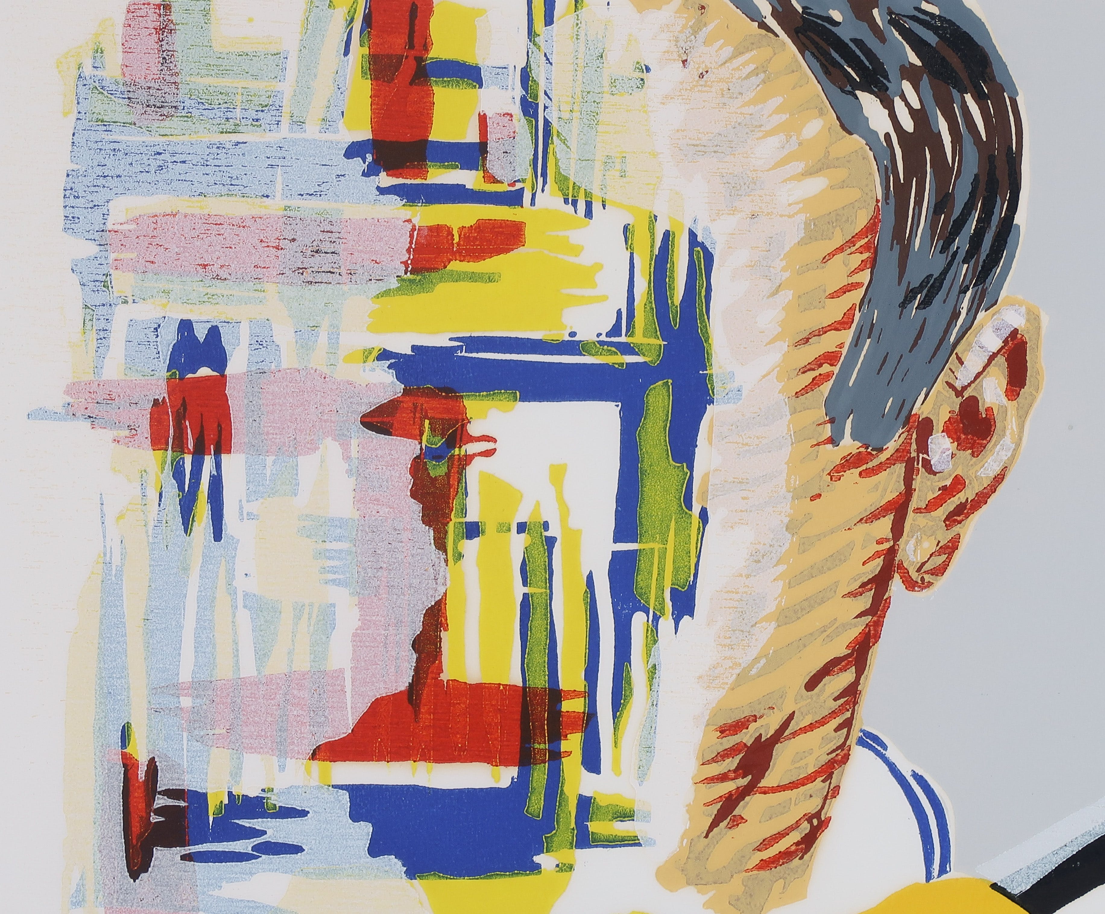 Roger Raveel - Houtsnede, Zelfportret en een abstractie - Ingelijst kopen? Bied vanaf 525!