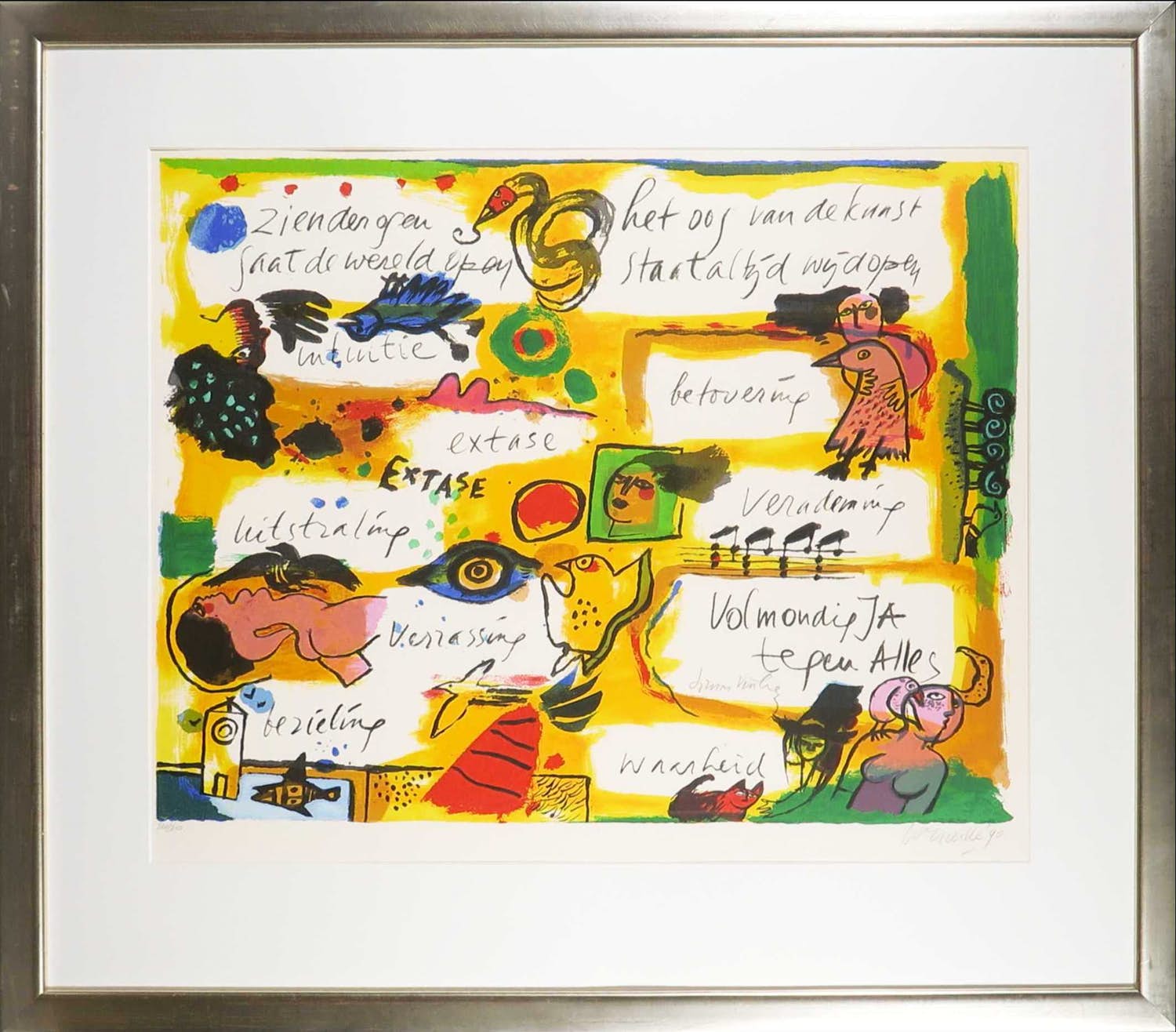 Corneille - Zeefdruk, Het oog van de kunst staat altijd wijd open - Ingelijst (Groot) verkocht voor € 200!