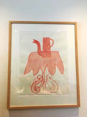 Klaas Gubbels - Uniek werk - Aquarel - Roze kan op tafel verkocht voor € 675!