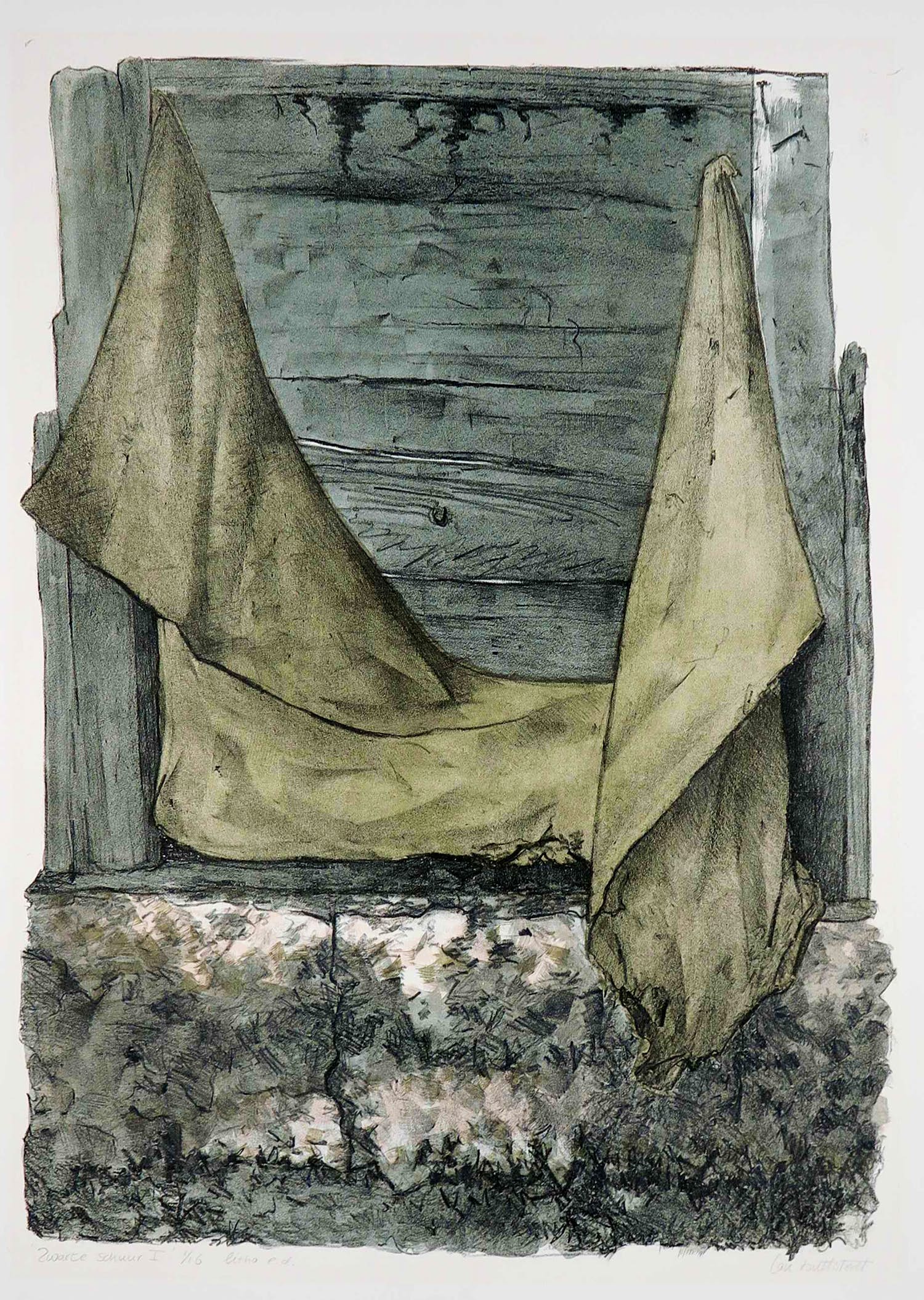 Lon Buttstedt - Litho, Zwarte schuur I verkocht voor € 1!