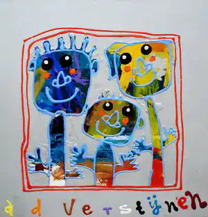 Ad Verstijnen - Gemengde acryl op doek: 'Familie gevoel' verkocht voor € 299!