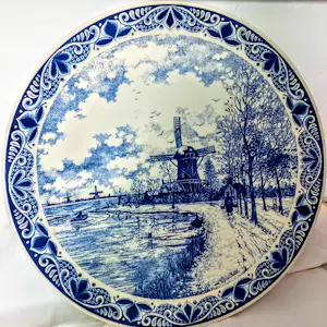 Chemkefa - Wandteller Keramik Delft Blauw Dekor Winterlandschaft nach F.J. du Chattel 70er kopen? Bied vanaf 70!