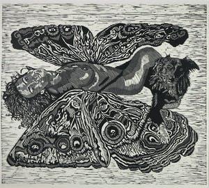 Miranda Penning - Houtsnede, Papillon - Ingelijst (Zeer Groot) kopen? Bied vanaf 100!