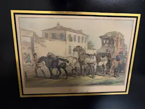 AcheterVictor Adam - Triptiek van 3 x 19e-eeuwse Handgekleurde Lithografieën (Paardenkoetsen)? Enchérissez de 240!