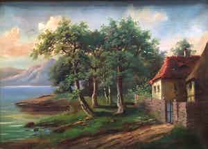 Niet of onleesbaar gesigneerd - Huisje aan het meer verkocht voor € 1!