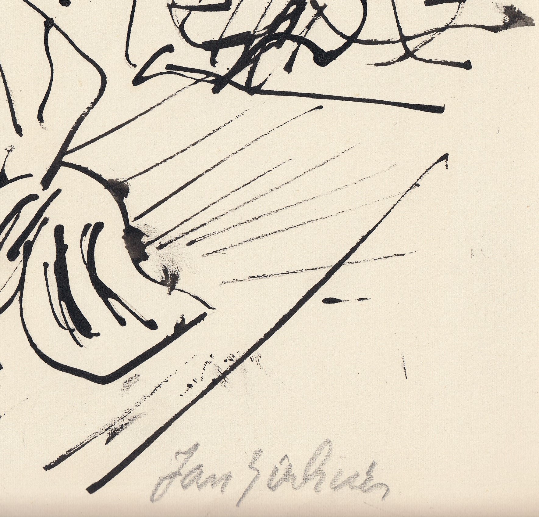 Jan Sierhuis - Abstracte Kompositie met zwarte verf op papier kopen? Bied vanaf 1!