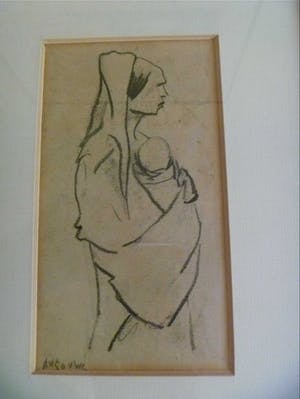 Buy Herman Gouwe - maternite : originele tekening van moeder met baby? Bid from 170!