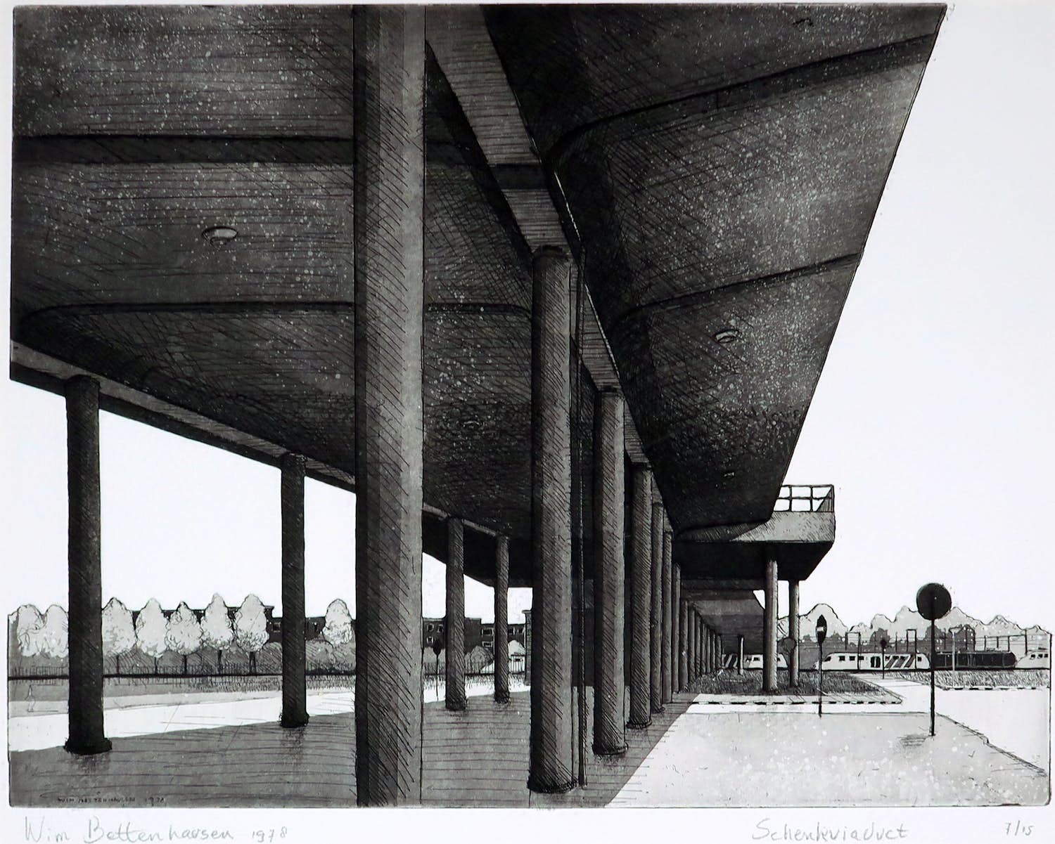 Wim Bettenhausen - Ets en aquatint, Schenkviaduct kopen? Bied vanaf 70!