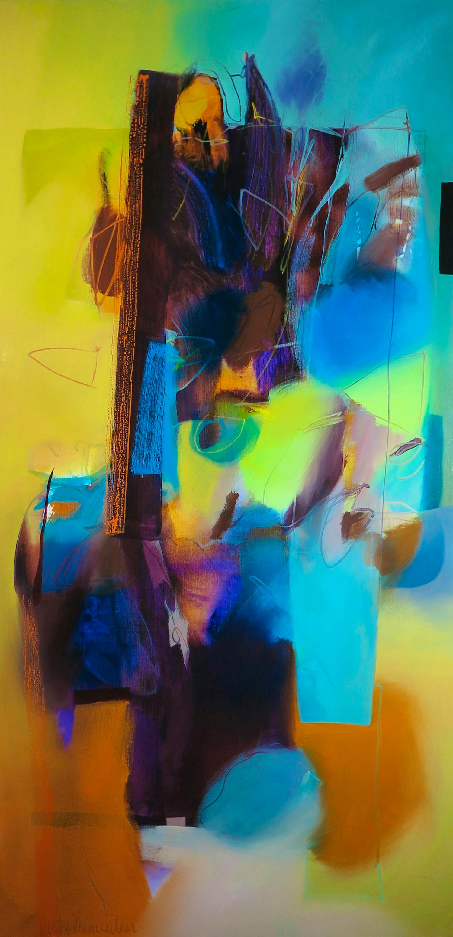 Pieter Vermeulen - Acryl op doek, s'Nachts (Zeer groot) kopen? Bied vanaf 300!