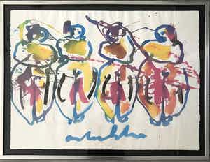 Anton Heyboer - 4 vrouwen - Grote aquarel verkocht voor € 650!