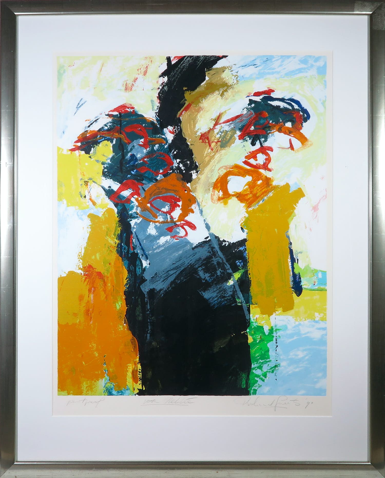 Richard Smeets - Zeefdruk, Abstracte compositie - Ingelijst (Groot) verkocht voor € 100!