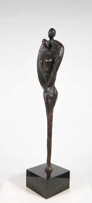 Niet of onleesbaar gesigneerd - Slank bronzen beeld van twee figuren in een omhelzing kopen? Bied vanaf 1!