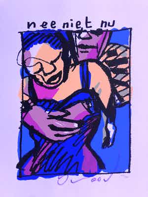 Herman Brood - Kleurenzeefdruk Nee niet nu Handgesigneerd. verkocht voor € 245!