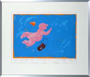 Wouter Stips - Zeefdruk, Vrije val met tasje verkocht voor € 1!