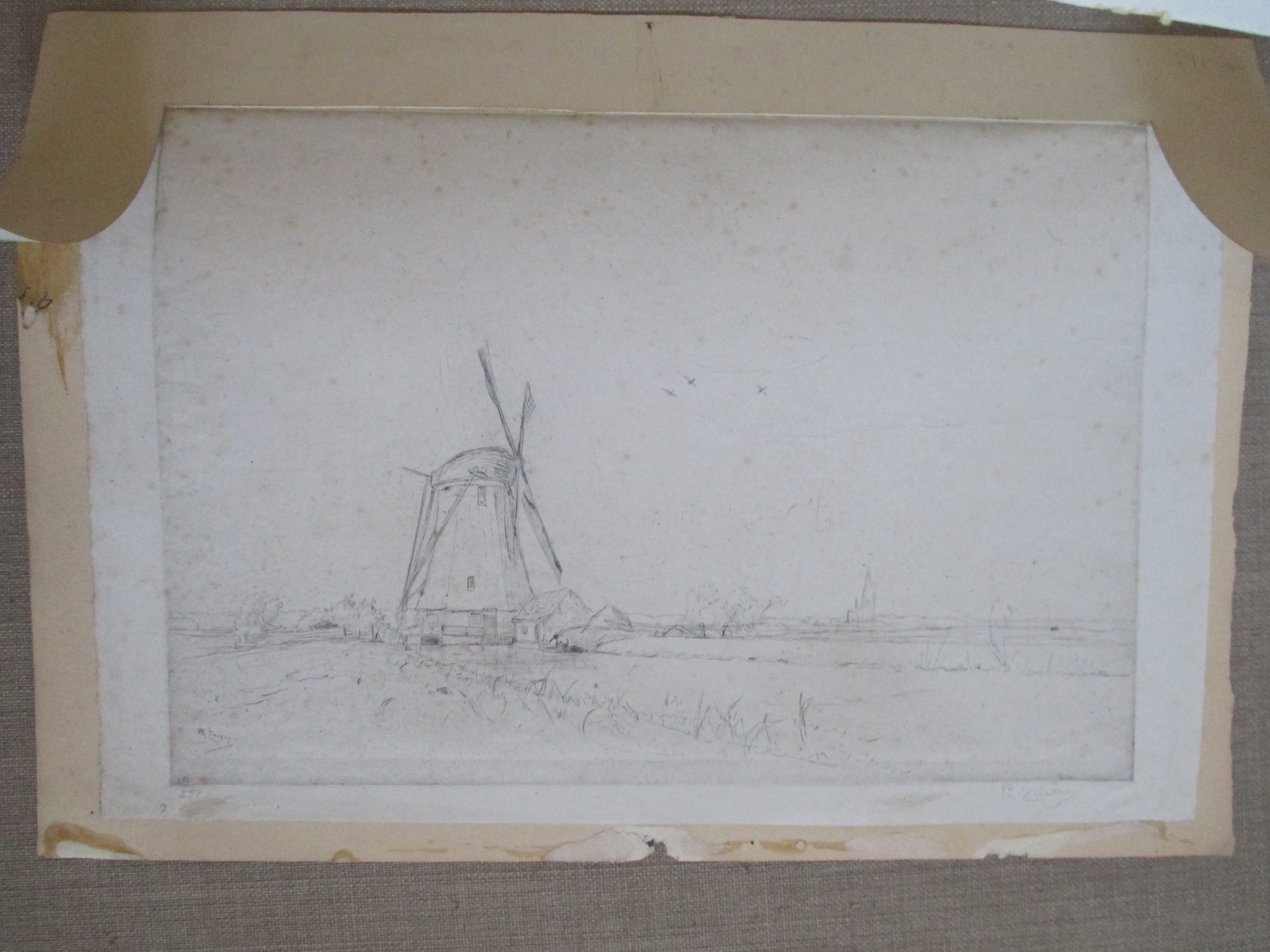 Philip Zilcken - Ets landschap met molen kopen? Bied vanaf 1!