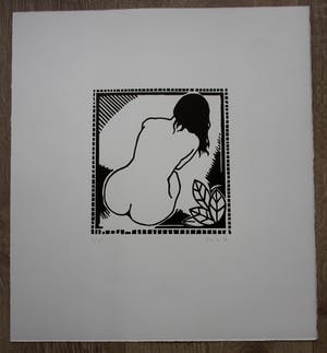 Niet of onleesbaar gesigneerd - Houtsnede: Naakt kopen? Bied vanaf 1!