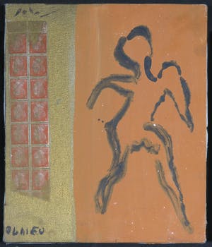 Igor Issacovitch - Lot van vijf werken (acryl/collage met postzegels) op doek, Extermination kopen? Bied vanaf 1!