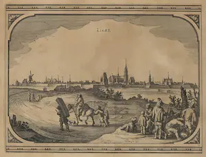 Nicolaes Visscher (II) - Gravure, Gezicht op Liere kopen? Bied vanaf 1!