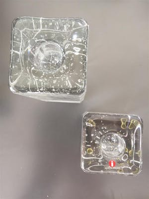 Timo Sarpaneva - Iittala - twee glazen kandelaars "Archipelago" kopen? Bied vanaf 35!