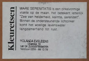 Yolanda Eveleens - kleurets - Mare Serenitatis (Zee van helderheid, kalmte, sereniteit) 25528 kopen? Bied vanaf 65!