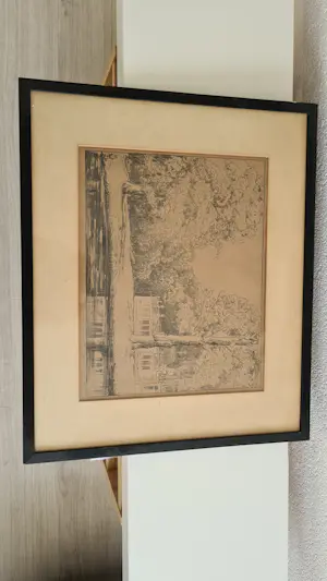 Simon Moulijn - Simon Moulijn – Boslandschap met water en huis ets , gesigneerd kopen? Bied vanaf 50!