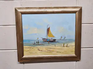 Henk Poeder - Strandgezicht met Botter kopen? Bied vanaf 75!