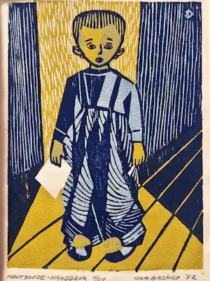 Cor Basart - Originele polychrome Houtsnede - 1952 - handdruk - kleine oplage (11/50) verkauft für € 42!