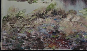 Niet of onleesbaar gesigneerd - Olieverf op doek, Landschap met bomen en water kopen? Bied vanaf 10!