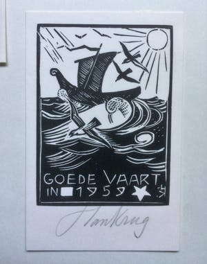 Han Krug - Houtsnedes gesigneerde Nieuwjaarskaarten kopen? Bied vanaf 40!