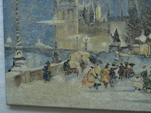 Niet of onleesbaar gesigneerd - Olieverf en zand , Wintergezicht Londen (?) – gesigneerd - 50 x 60 cm kopen? Bied vanaf 10!