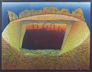 Antje Veldstra - Houtsnede, Zonder titel - Ingelijst kopen? Bied vanaf 40!