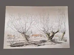 Czanara - een bijzondere handgekleurde Ets op textiel "Limburgs heuvelland" gesigneerd kaufen? Bieten Sie von 48!