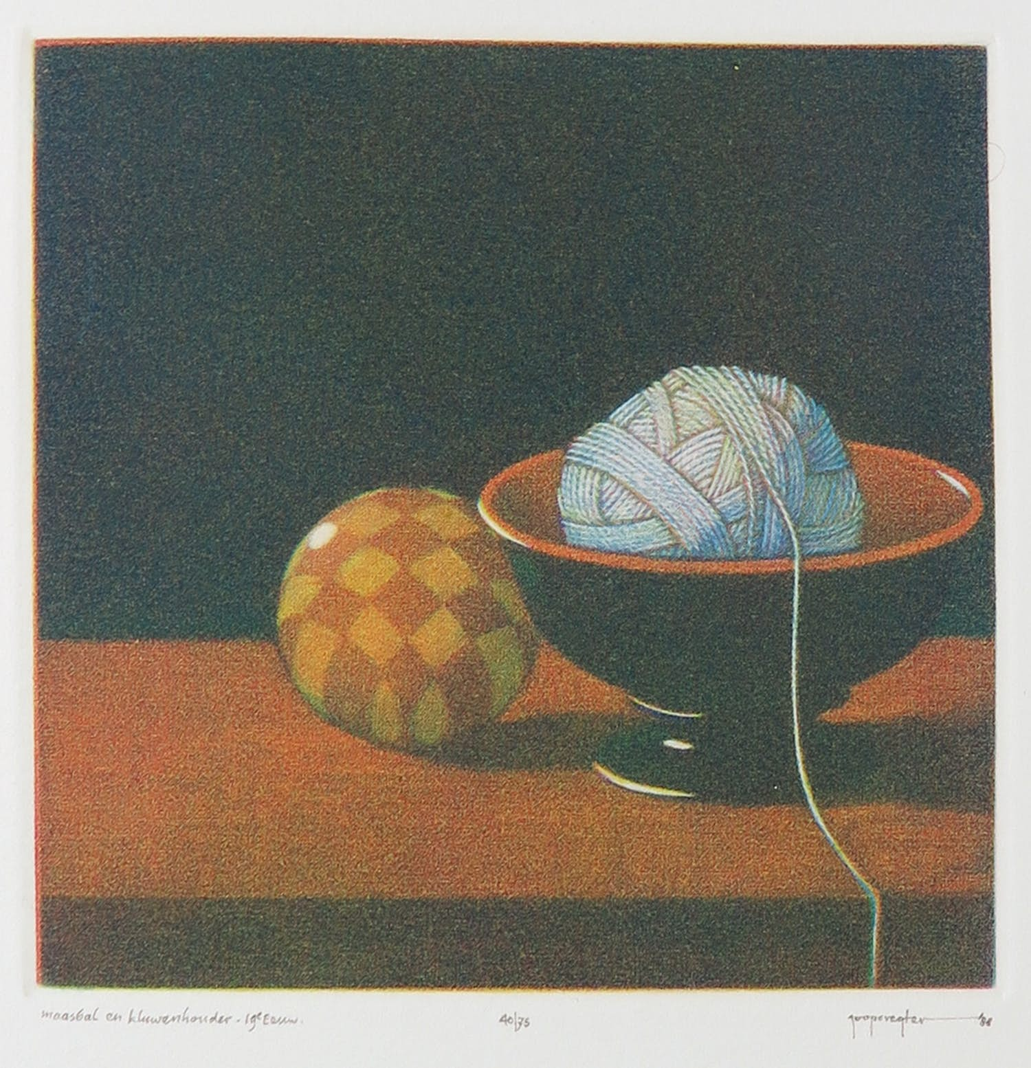 Buy Joop Vegter - Mezzotint, Maasbal en kluwenhouder 19e eeuw? Bid from 50!