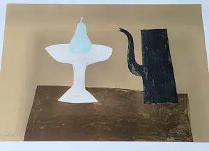 Klaas Gubbels - in zeer kleine oplage (15) gemaakte lithografie - "kan, schaal, peer" GROOT! kopen? Bied vanaf 326!