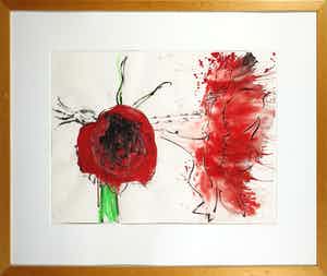 Erik Andriesse - Gemengde techniek op papier, Amaryllis - Ingelijst verkocht voor € 2000!