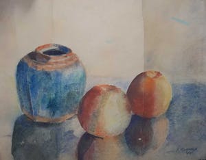 Paul Kromjong - B1671-22 - Stilleven met gemberpot en appels kopen? Bied vanaf 10!