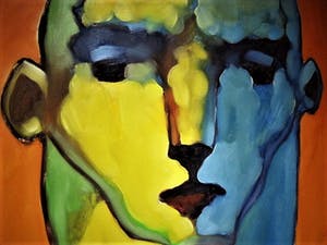 Niet of onleesbaar gesigneerd - Gesigneerd "Valdes" Expressionistisch olieverf op doek portret kopen? Bied vanaf 1!