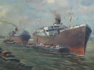 Adrianus Zuiderwijk - Olieverf op doek , Havengezicht, Rotterdam? – 60 x 80 cm kopen? Bied vanaf 50!