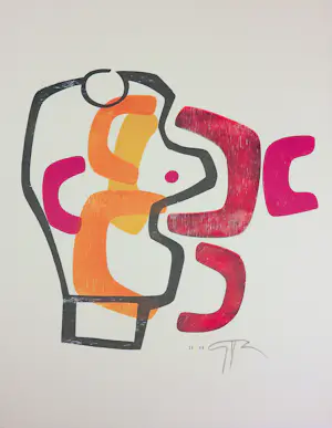 Adrian de Gijzel - Hout en linosnedes, Lot van 4 abstracte composities kaufen? Bieten Sie von 70!