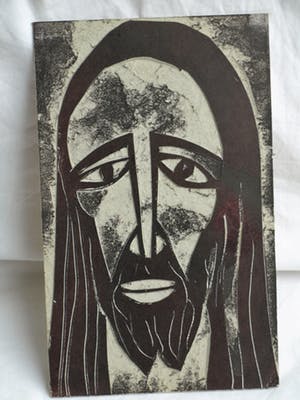Jozef Bossaert - Originele kartonsnede + afdruk , “Portret Jezus” – 1978 kopen? Bied vanaf 20!
