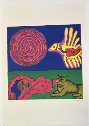 Corneille - Grote litho Zonnevogel, 1994 kopen? Bied vanaf 750!
