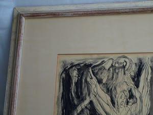 Klaas Pijlman - Inkt en gewassen inkt , “Openbaring van Johannes” - ingelijst – 1955 kopen? Bied vanaf 35!