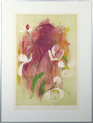 Henny van der Vegt - Litho, Bloemen - Ingelijst kopen? Bied vanaf 20!