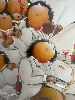 Theo Broeren - Glicée met acryl op doek “Klassiek Concert” kopen? Bied vanaf 145!