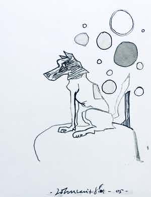 John van 't Slot - inkttekening - zonder titel - 2005 verkocht voor € 125!