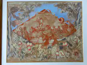 Willeke van Tijn - BACHANAAL MET NAAKTEN / PASTELKRIJT / 122x143cm / GROOT KADER SIG verkocht voor € 100!